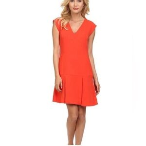 Rebecca Taylor Dropped Skirt V-Neck Sheath Dress Sz 8 Sleeveless Flounce Office